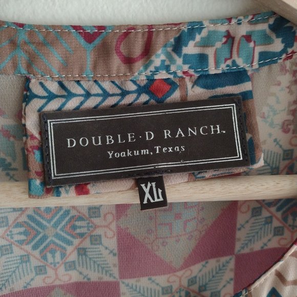 Double D Ranch Prairie Patch Western Blouse XL Bohemian Flutter Sleeve Top - Picture 3 of 12